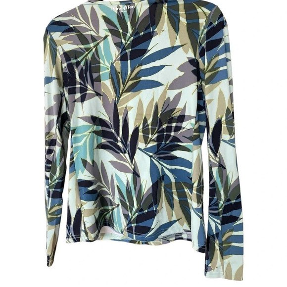 Hang Ten Rash Guard Sun Shirt SPF 50 Size Small With Zipper Pocket Palm Print - Picture 6 of 8